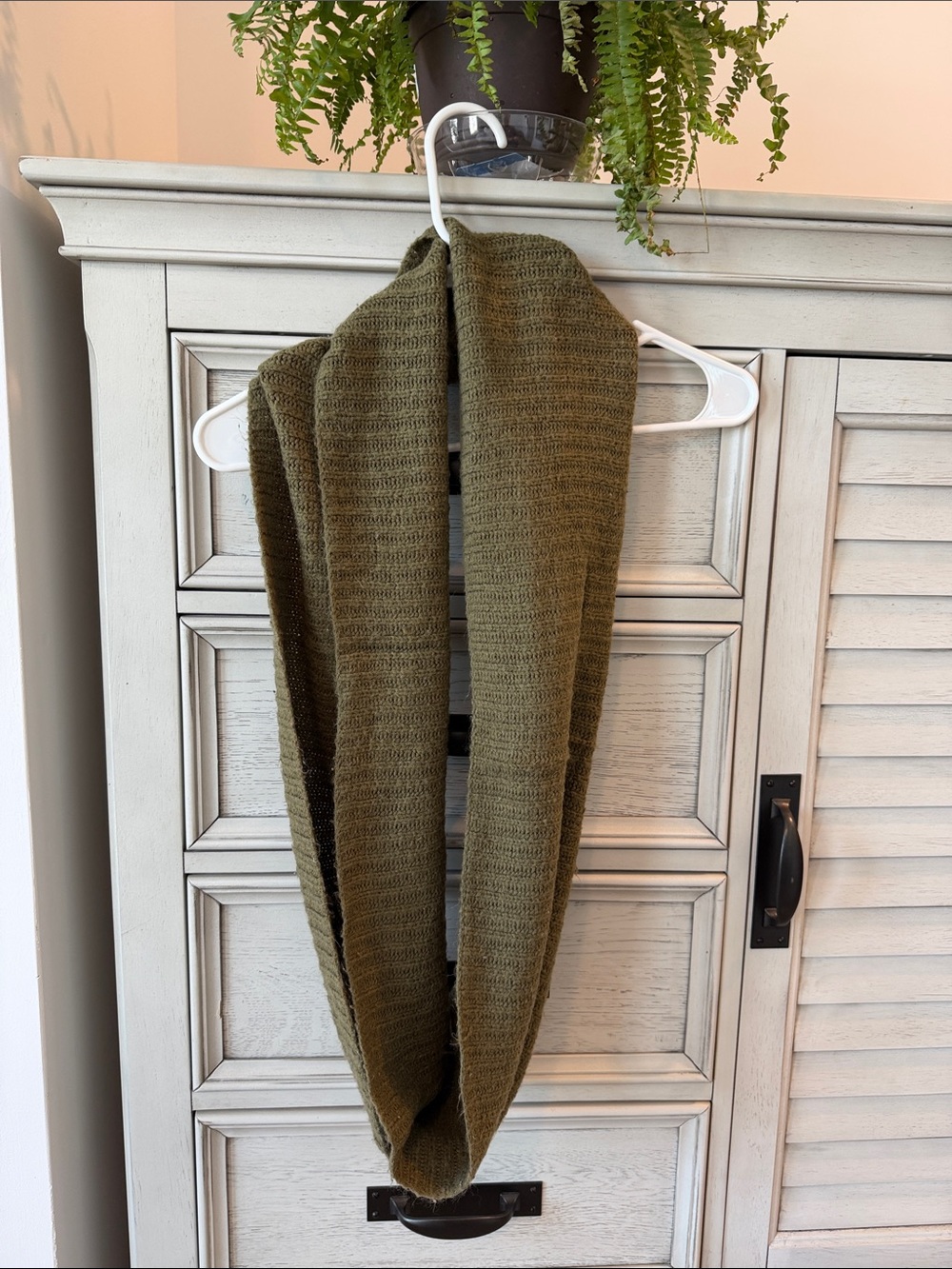 Olive Green Knit Infinity Scarf